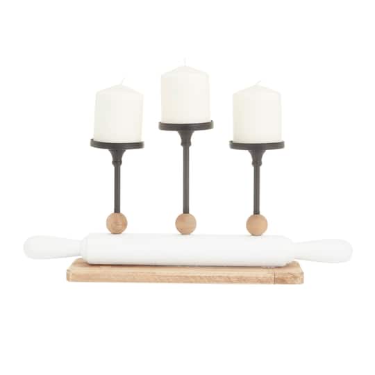 White Fir Modern Farmhouse Candelabra, 9" x 20" x 4"